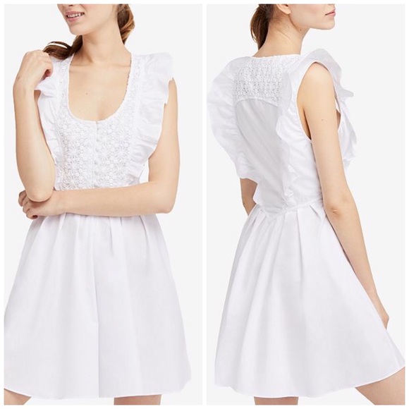 Free People Dresses & Skirts - New Free People Half Moon Lace Ruffle Mini Dress